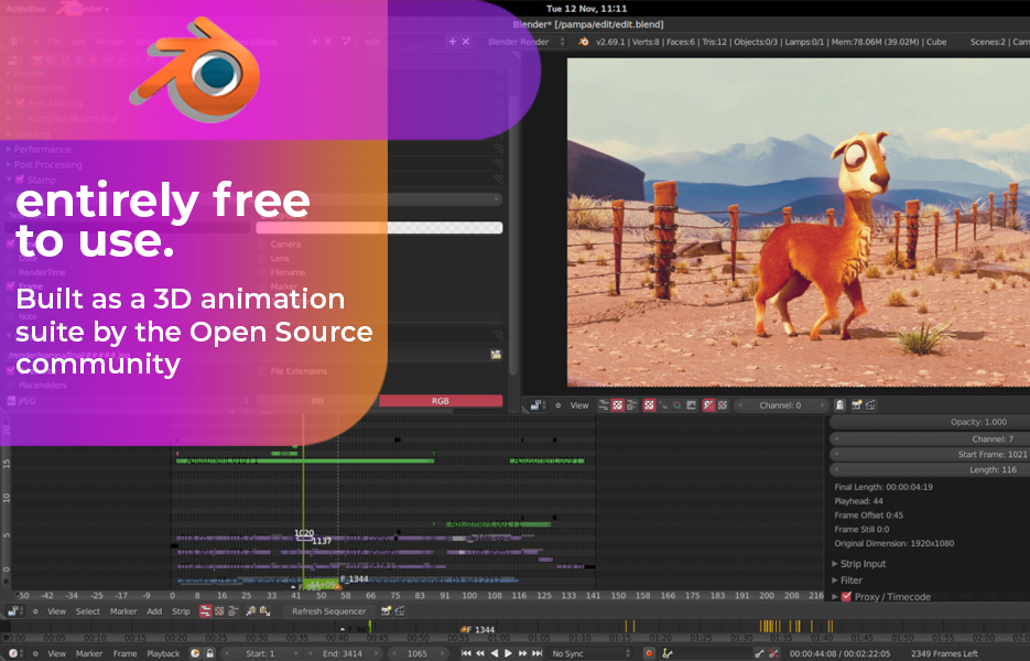 Screenshot of Blender Video Editing Software