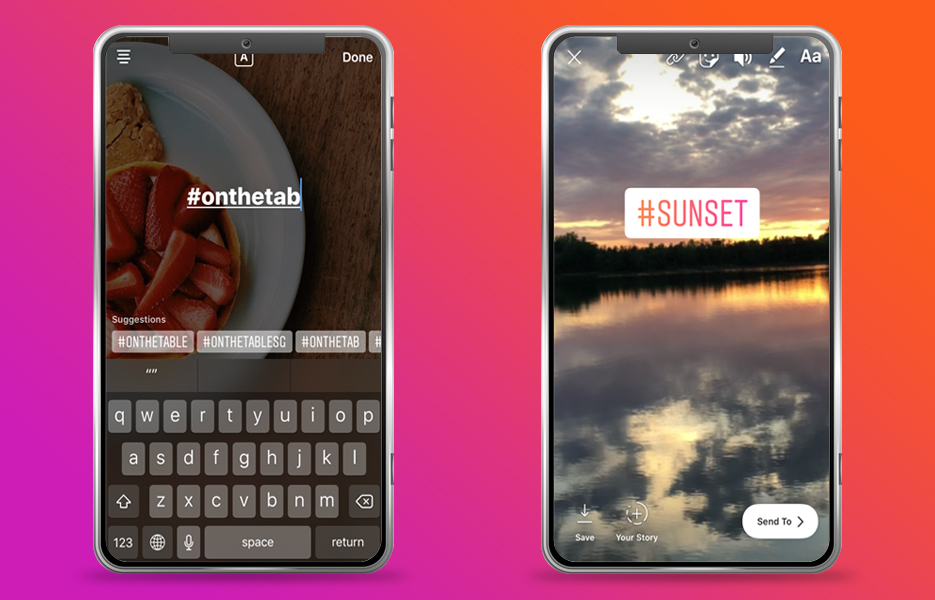 How to add hashtags to instagram stories
