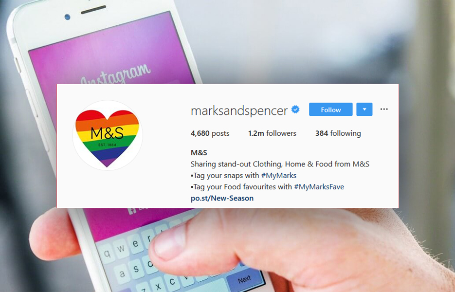 Marks and Spencer Instagram bio screenshot