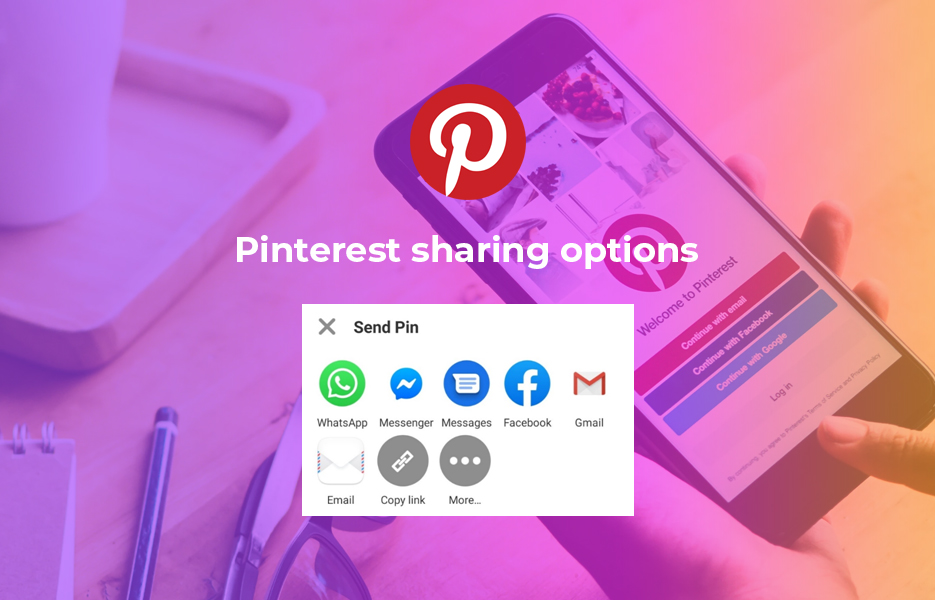 Screenshot of Pinterest sharing options