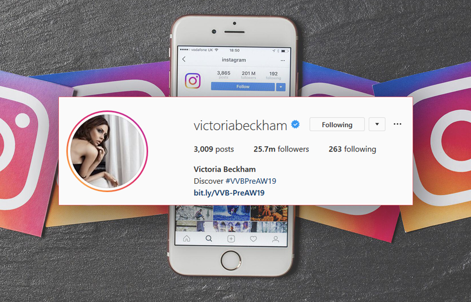 Victoria Beckham Instagram bio screenshot