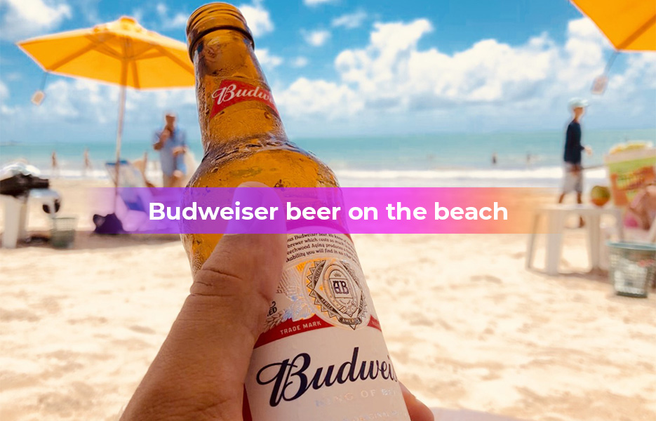 Budweiser beer on the beach