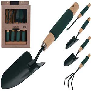 Garden Tool Set Metal 4pc Transplanter Hand Trowel Cultivator Digging Spade Weed