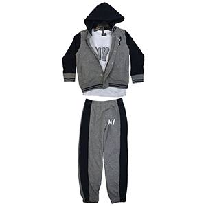 Kids Children Contrast Hoodie Long Sleeve T Shirt Top Trouser Tracksuit 3 Pcs