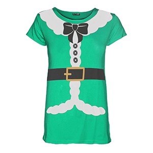 Kids Girls Christmas Xmas Santa Claus Father Suit Ribbon Belt Costume Tshirt Top