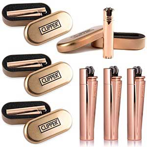 Pack Of 3 Clipper Lighter Metal Metallic Rose Gold Case Gift Tin Limited Edition