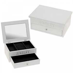 Wooden White Jewellery Box Chest Case Necklace Bracelet Storage Organiser Gift