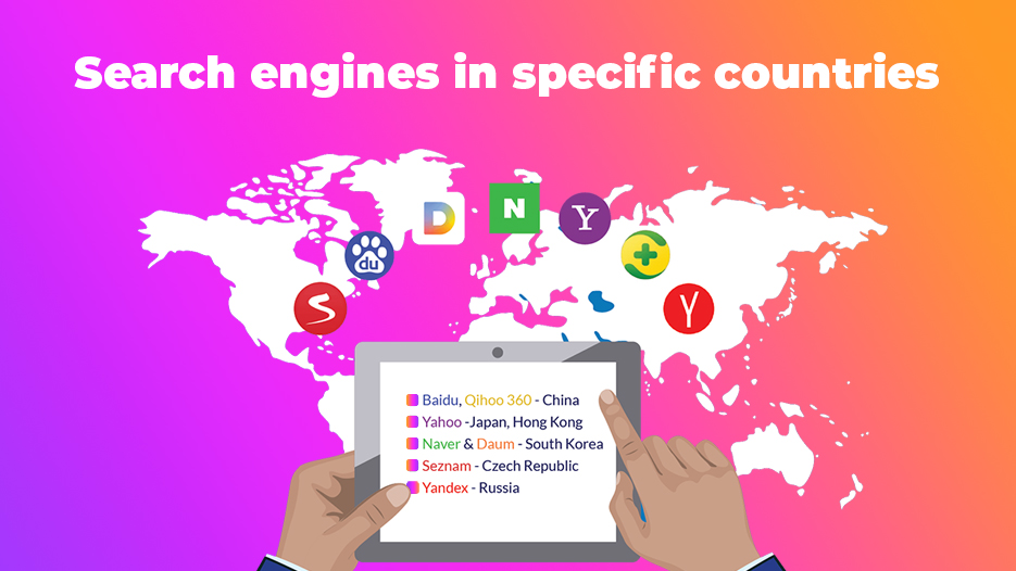 Search engines in specific countries