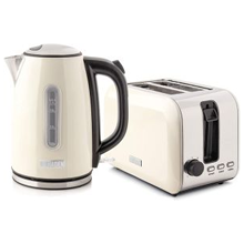 Haden Tunbridge Kettle & Toaster Set - Electric Boil Kettle 3000W 1.7Lt & Two Slice Toaster 750W Cream
