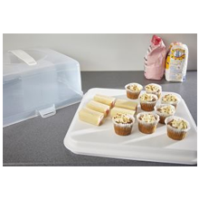 Whitefurze Square Cake Box & Food Carrier Storage Container Lockable Lid Cover