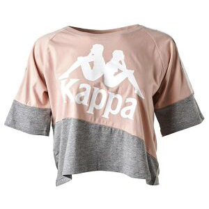 Kappa Balimnos 222 Banda Women Cropped Cotton T-Shirt in Pink, Grey & White 304NQ10 905 [M]