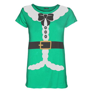 Kids Girls Christmas Xmas Santa Claus Father Suit Ribbon Belt Costume TShirt Top